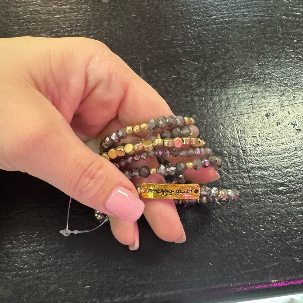Elegant Gold and Gray Beaded Bracelet